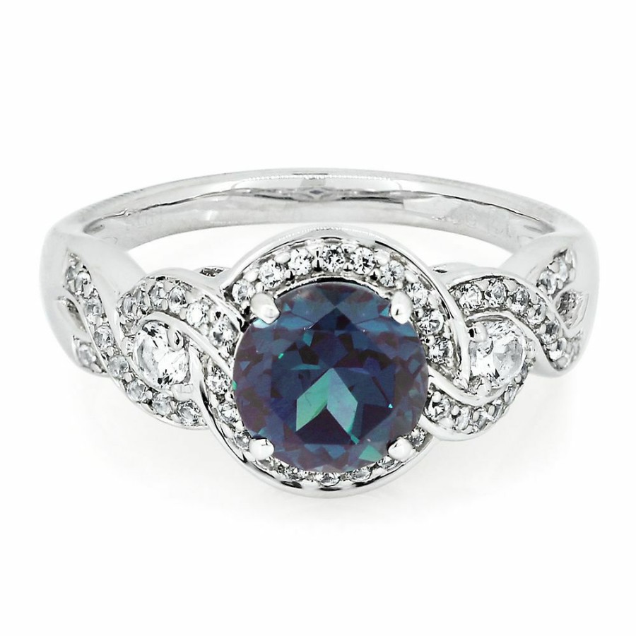 Rings * | Prefential Price Lab Created Alexandrite & White Sapphire Ring In Sterling Silver