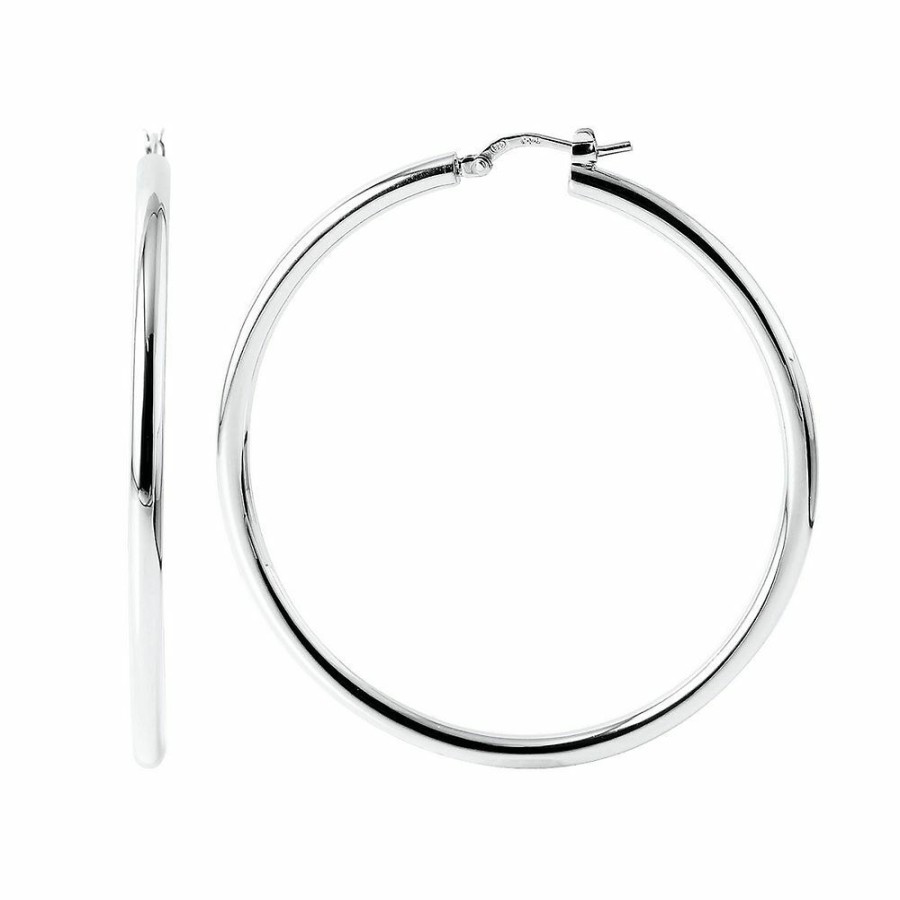 Earrings * | Prefential Price Polished Hoop Earrings In Sterling Silver