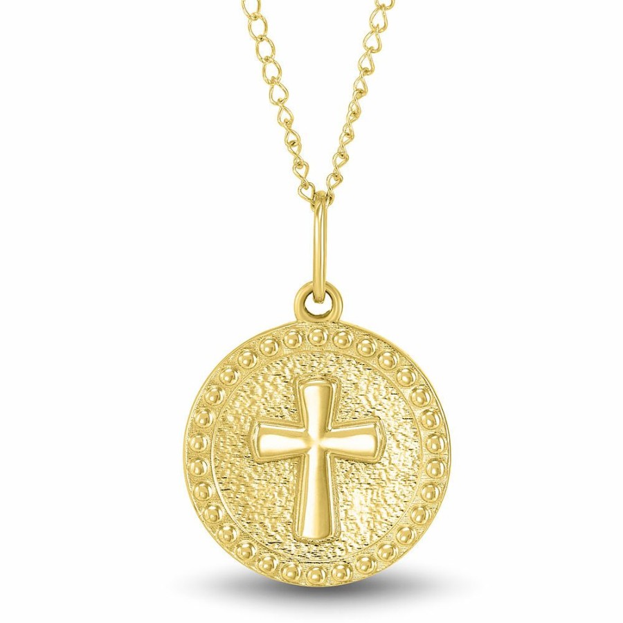 Accessories * | Discount Online Children'S Cross Medallion In 14K Yellow Gold