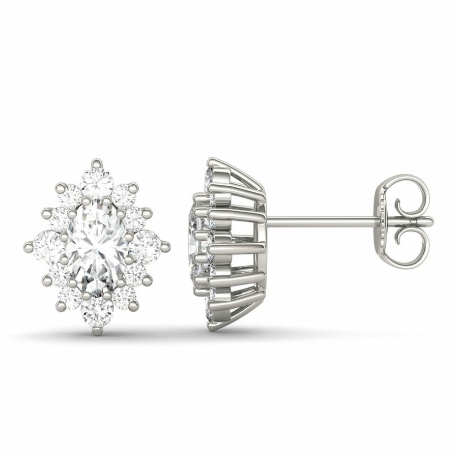 Earrings * | Super Specials 1 3/8 Ct. Tw. Moissanite Halo Stud Earrings In 14K White Gold