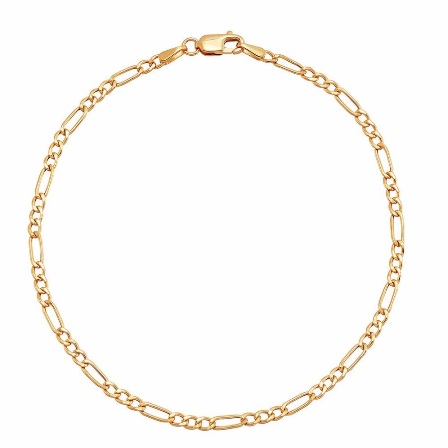 Bracelets * | On Sale Figaro Link Bracelet In 14K Yellow Gold