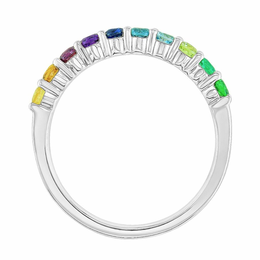 Rings * | Discount Online Multi-Gemstone Rainbow Ring In 10K White Gold