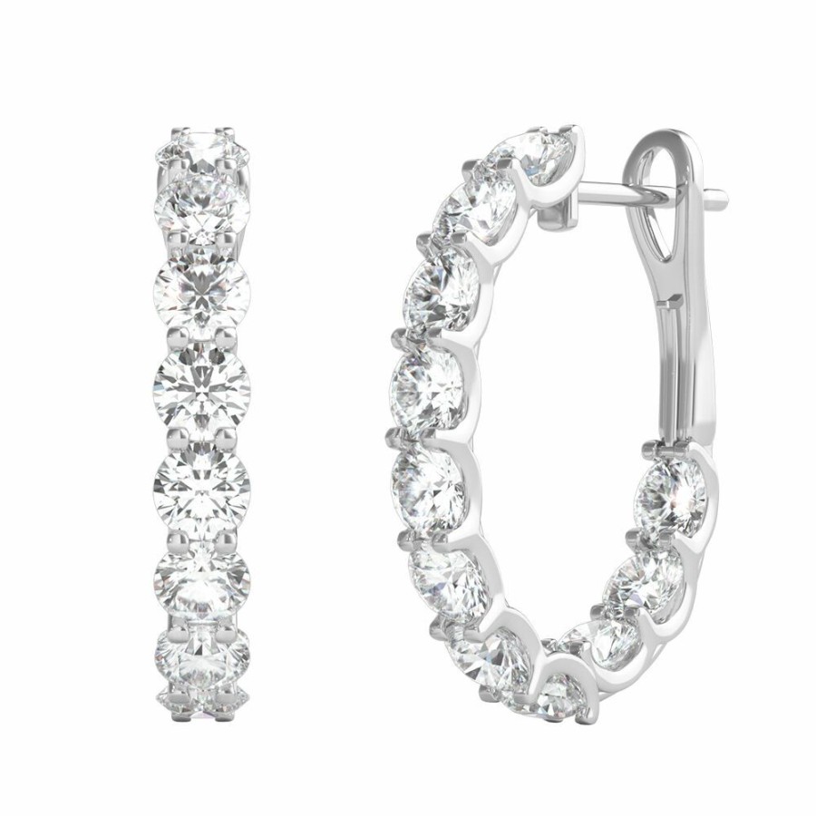 Earrings * | Special Offers 2 1/2 Ct. Tw. Diamond Inside-Out Hoop Earrings In 14K White Gold