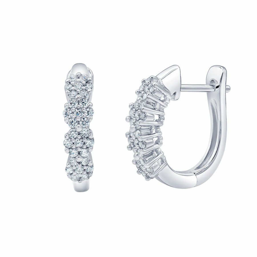 Earrings * | Special Price 1/3 Ct. Tw. Diamond Hoop Earrings In 10K White Gold