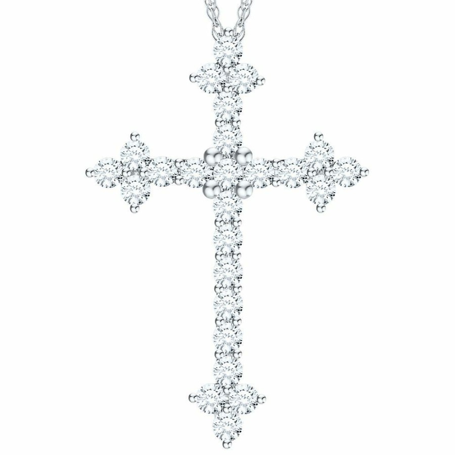 Pendants * | Half Off 1 Ct. Tw. Diamond Cross Pendant In 10K White Gold