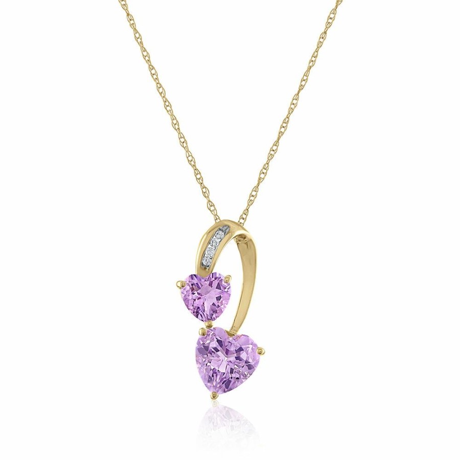 Pendants * | Limit Offer Amethyst & Diamond Accent Pendant In 14K Yellow Gold