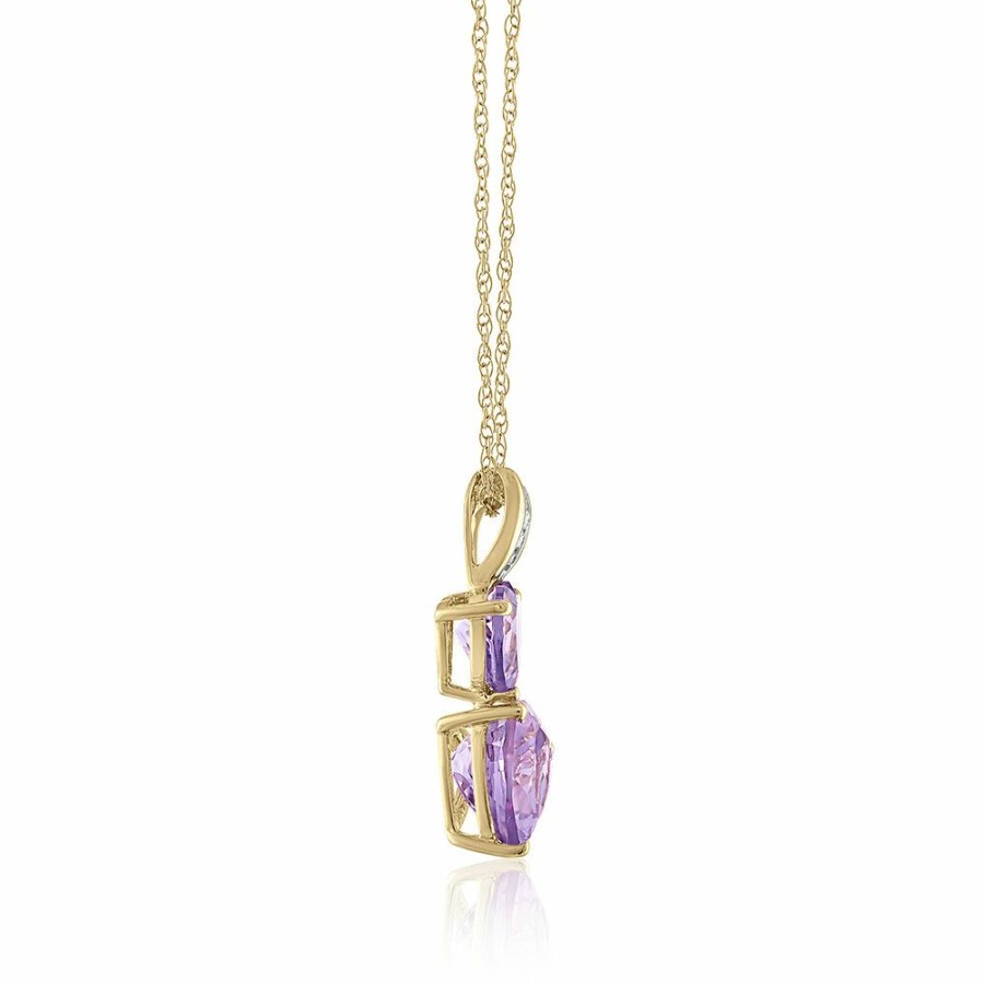 Pendants * | Limit Offer Amethyst & Diamond Accent Pendant In 14K Yellow Gold