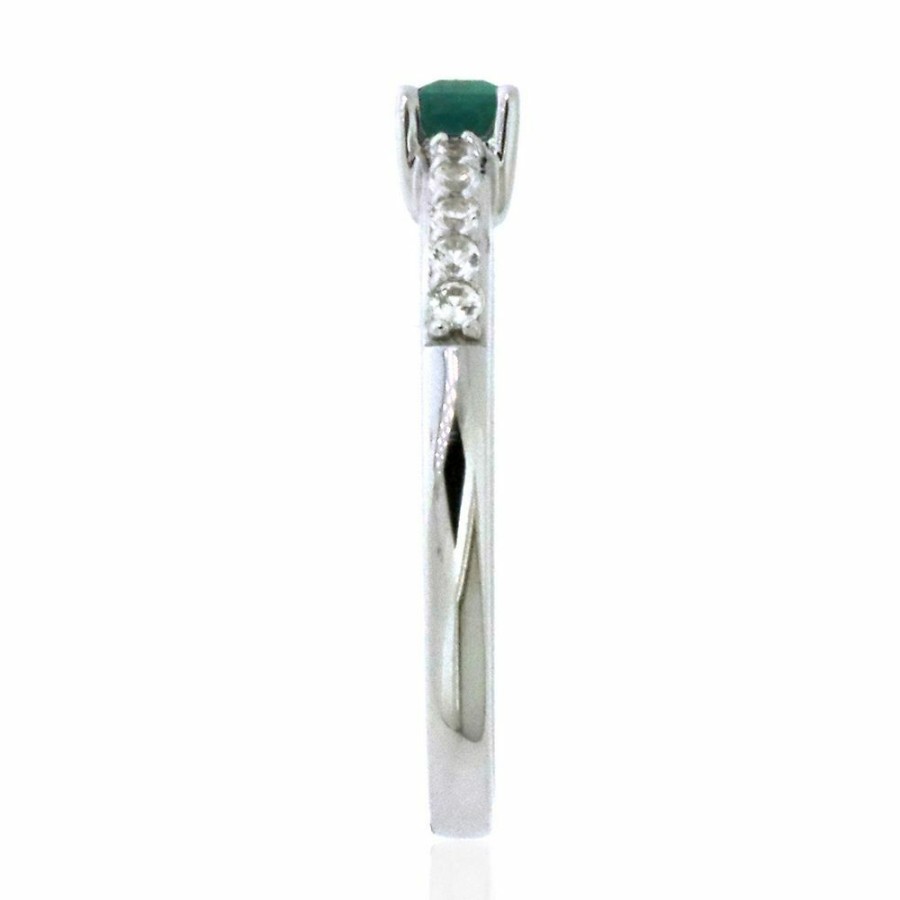 Rings * | Special Offers Lab Created Emerald & White Sapphire Stack Ring In Sterling Silver