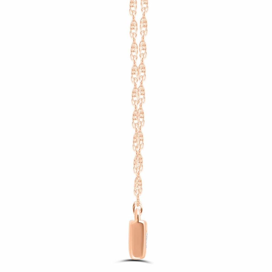 Necklace * | Half Off Diamond Accent Heart Bar Necklace In 10K Rose Gold