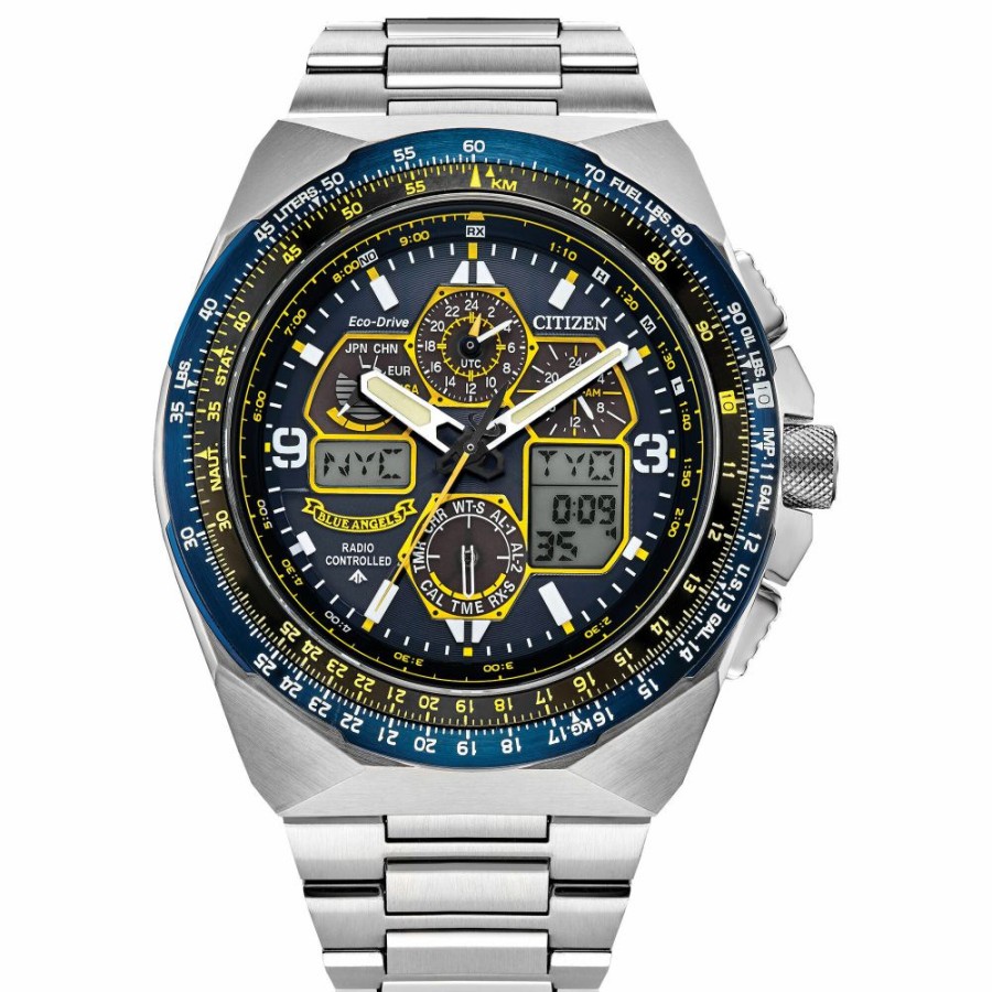 Watches * | Limit Offer Promaster Skyhawk A-T Blue Angels Men'S Watch In Stainless Steel