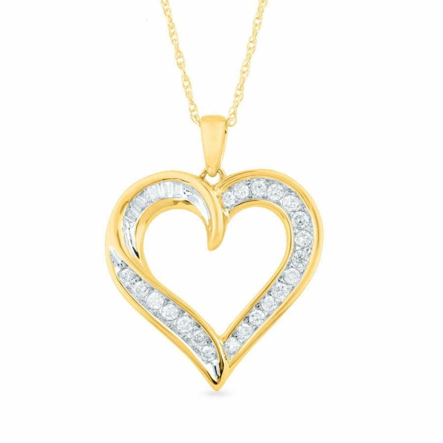 Pendants * | Limit Offer Heart Pendant In 14K Yellow Gold (1/4 Ct. Tw.)