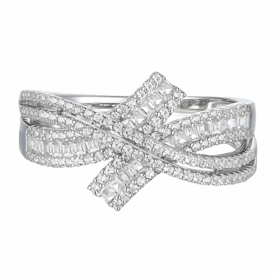 Rings * | Sales Online Diamond Bypass Ring In 10K White Gold (1/2 Ct. Tw.)