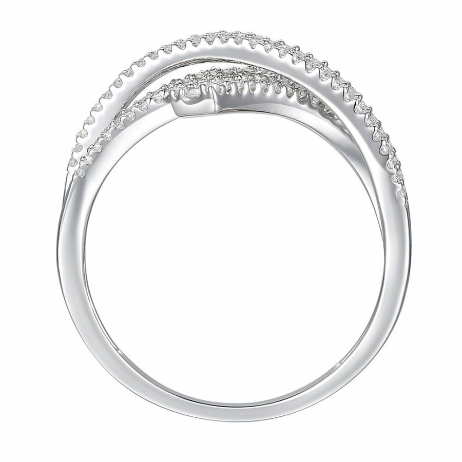 Rings * | Sales Online Diamond Bypass Ring In 10K White Gold (1/2 Ct. Tw.)