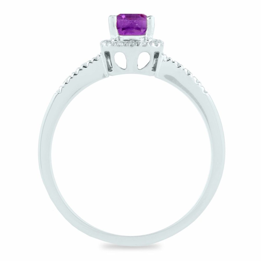 Rings * | Super Specials Amethyst And Diamond Ring In 10K White Gold (1/10 Ct. Tw.)