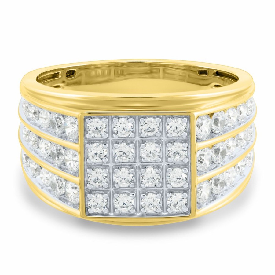 Accessories * | Discount Online Men'S Lab Grown Diamond Ring In 10K Yellow Gold ( 1 Ct. Tw.)