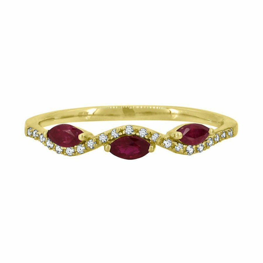 Rings * | Clearance Ruby & Diamond Ring In 10K Yellow Gold