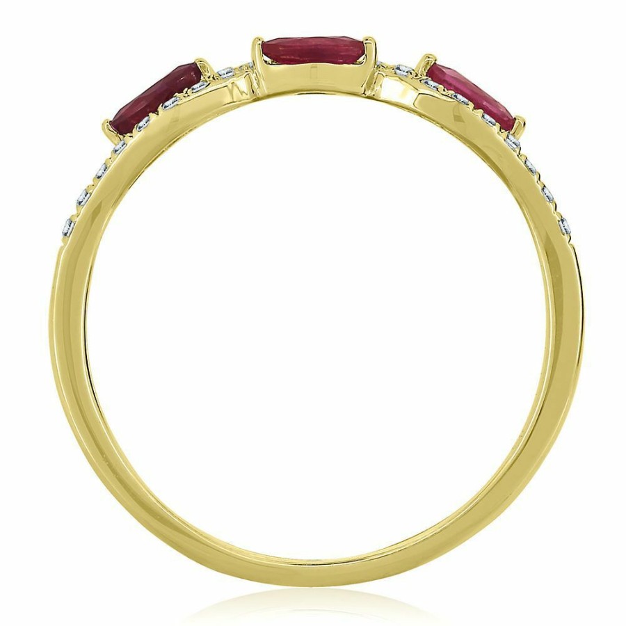 Rings * | Clearance Ruby & Diamond Ring In 10K Yellow Gold