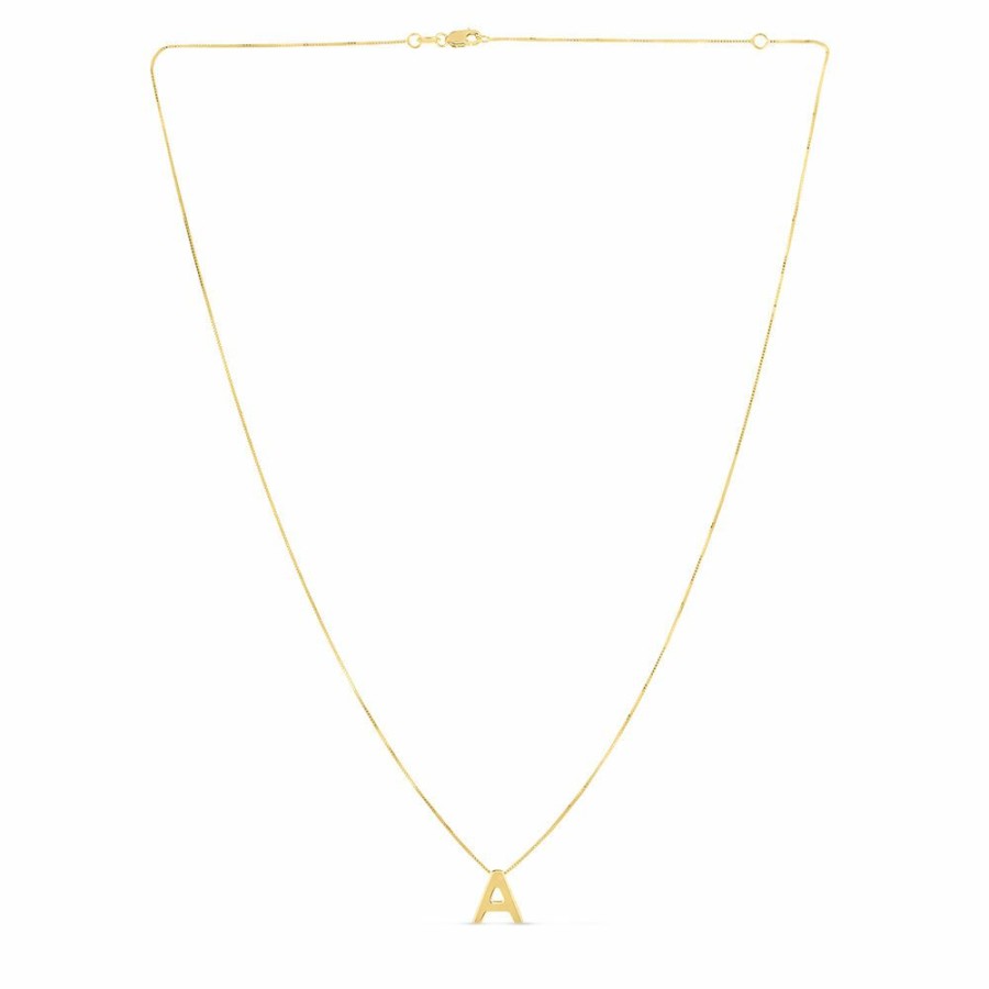 Necklace * | Clearance Sale "A" Initial Necklace In 14K Yellow Gold