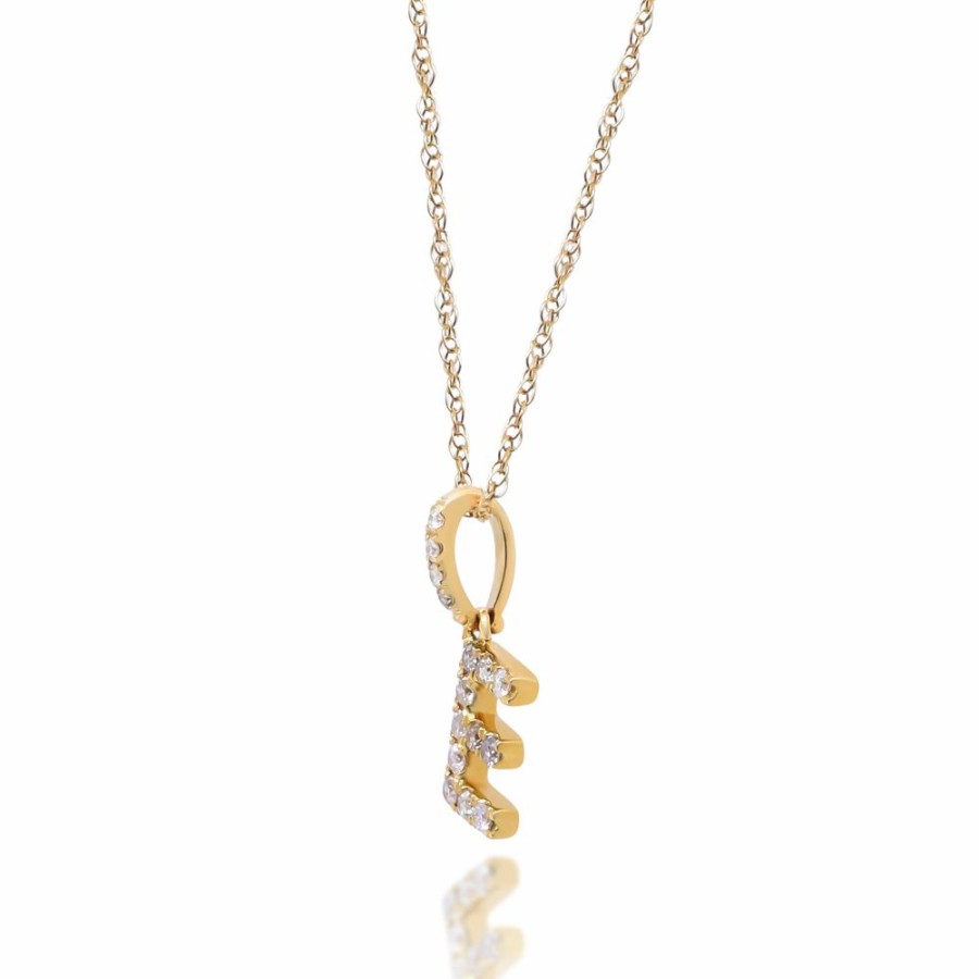 Pendants * | Special Price Diamond E Initial Pendant In 10K Yellow Gold (1/10 Ct. Tw.)