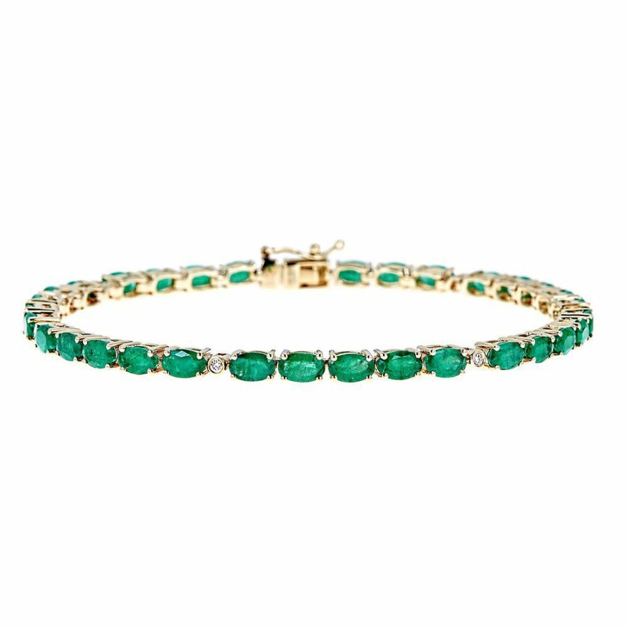 Bracelets * | Discount Online Emerald Bracelet In 10K Yellow Gold