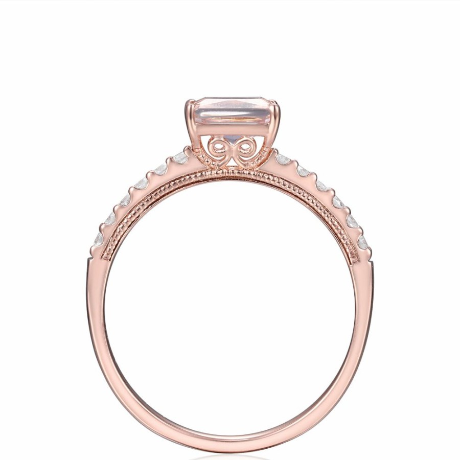 Rings * | On Sale Morganite And Diamond Stack Ring In 10K Rose Gold (1/7 Ct. Tw.)