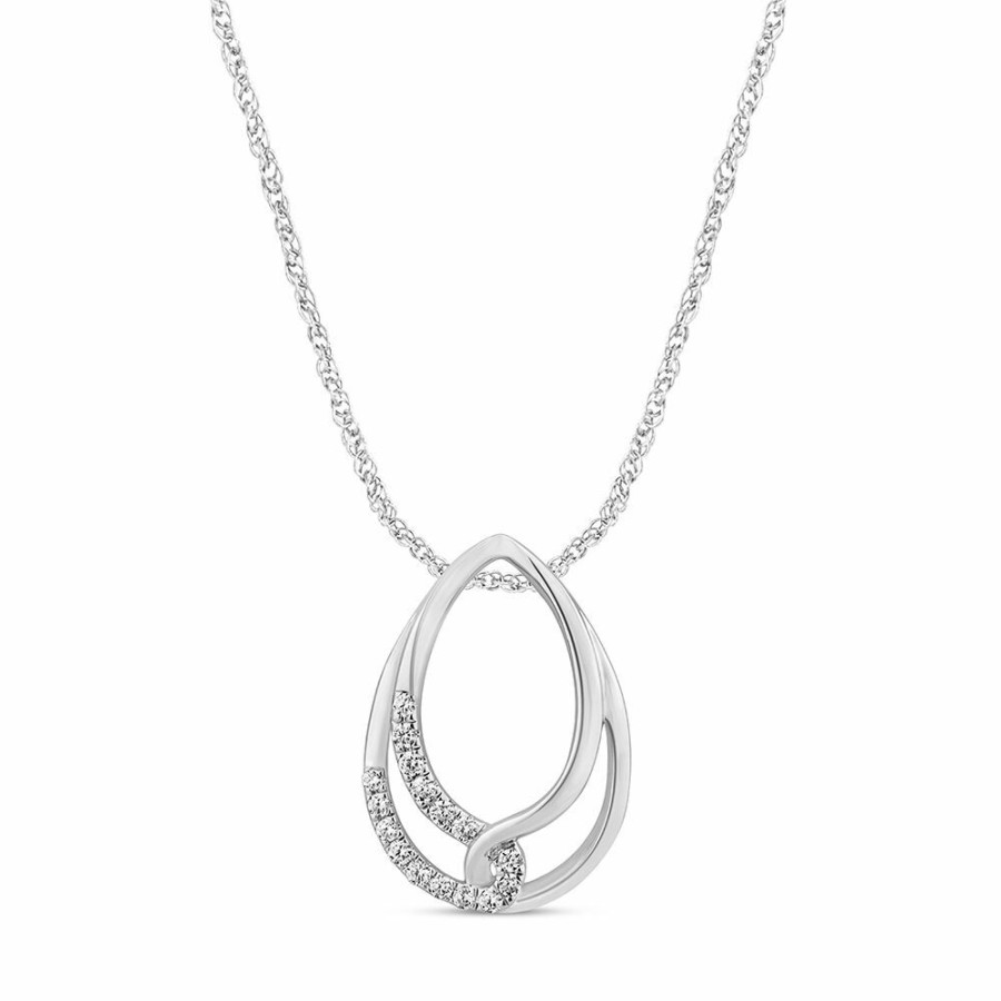 Pendants * | Discount Online Lab Grown Diamond Pear-Shaped Pendant In 10K White Gold (1/10 Ct. Tw.)