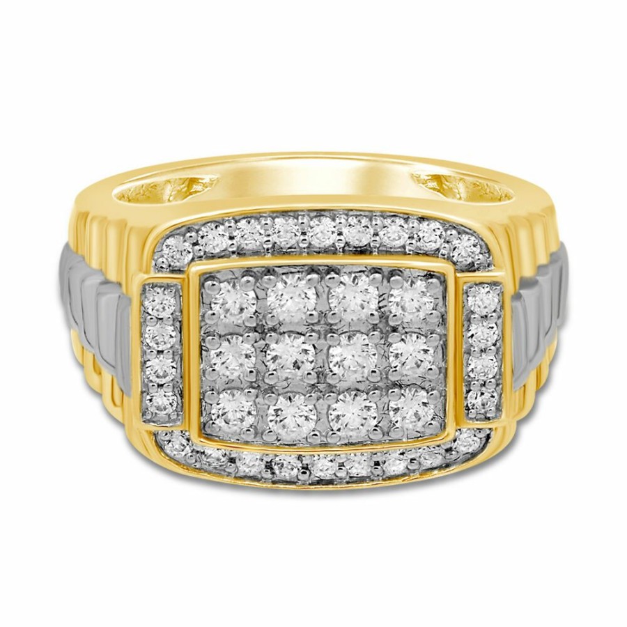 Accessories * | Special Price Men'S 1 Ct. Tw. Diamond Ring In 10K White & Yellow Gold