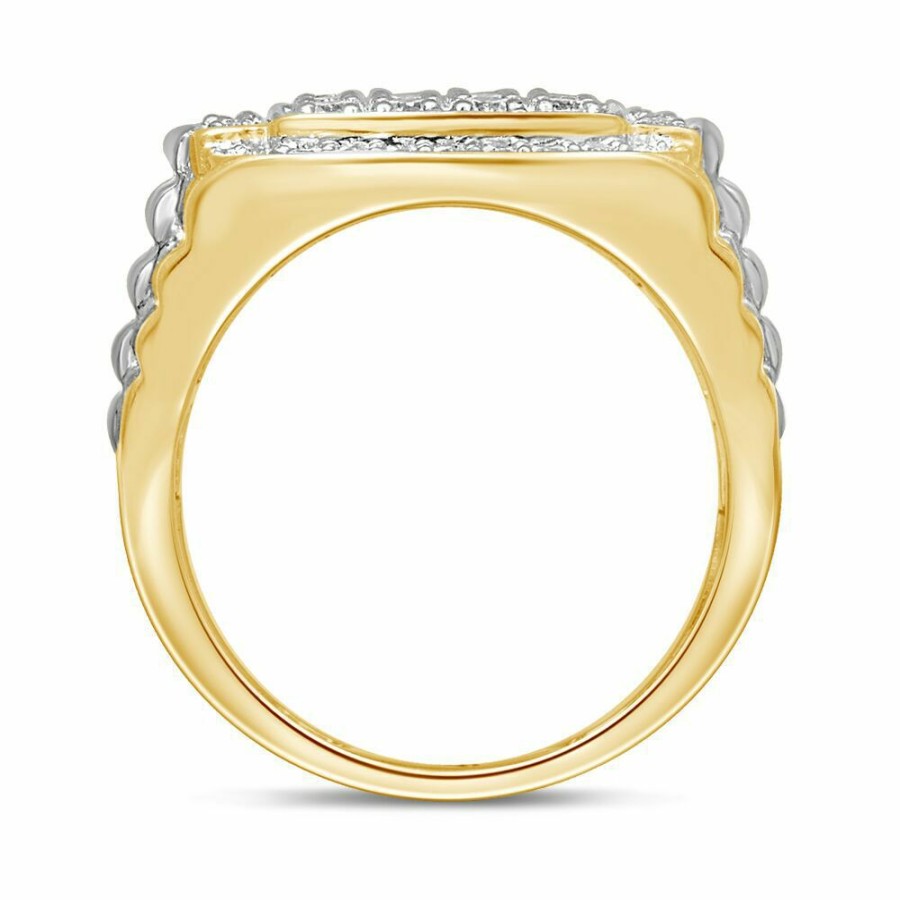 Accessories * | Special Price Men'S 1 Ct. Tw. Diamond Ring In 10K White & Yellow Gold