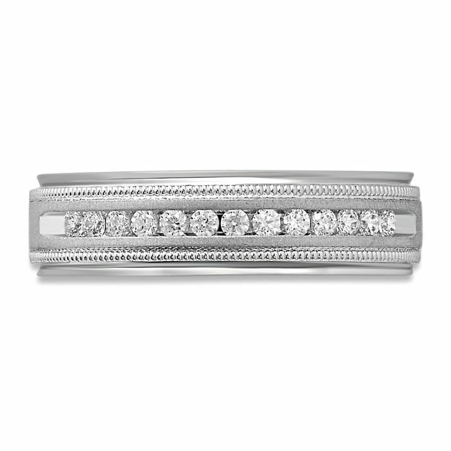 Accessories * | Limit Offer Men'S 1/5 Ct. Tw. Diamond Band In Sterling Silver, 5.7Mm