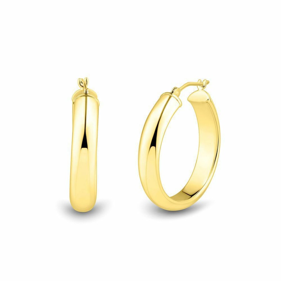 Earrings * | On Sale Half Round Hoop Earrings In 14K Yellow Gold