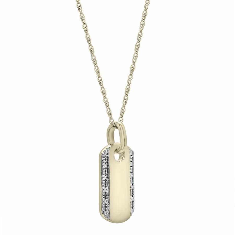 Pendants * | Special Price Diamond Mini Dog Tag Pendant In 10K Yellow Gold