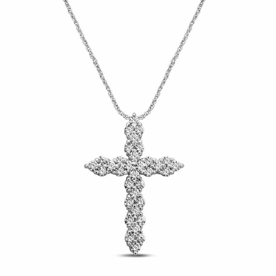 Pendants * | Super Specials 1/2 Ct. Tw. Diamond Gothic Cross Pendant In 10K White Gold