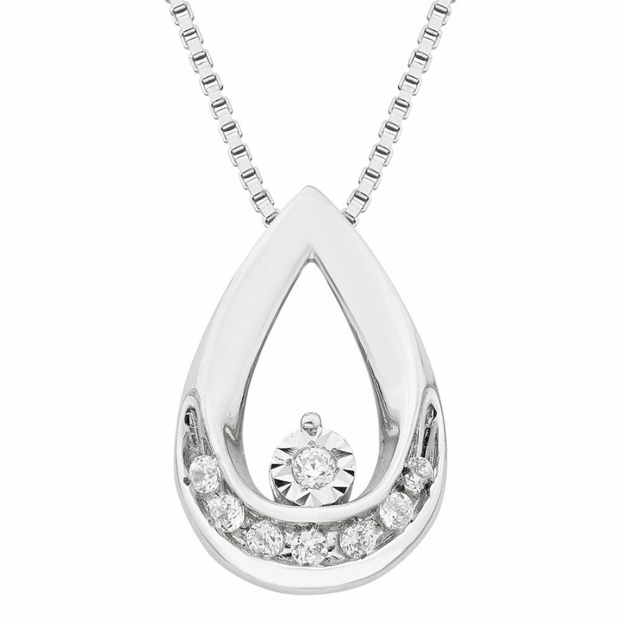 Pendants * | Half Off 1/10 Ct. Tw. Diamond Pendant In Sterling Silver