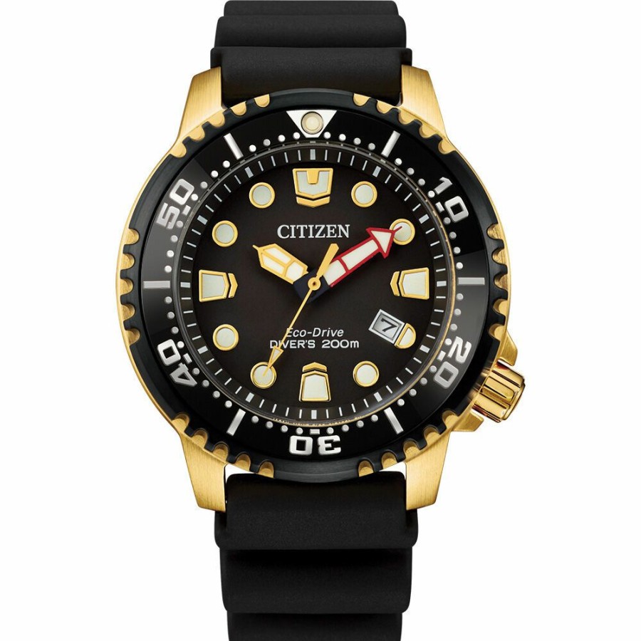 Watches * | Prefential Price Promaster Diver Black Polyurethane Men'S Watch In Gold Tone Ion-Plated Stainless Steel