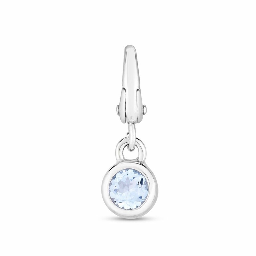 Bracelets * | Clearance Sale Sky Blue Topaz Birthstone Charm In Sterling Silver