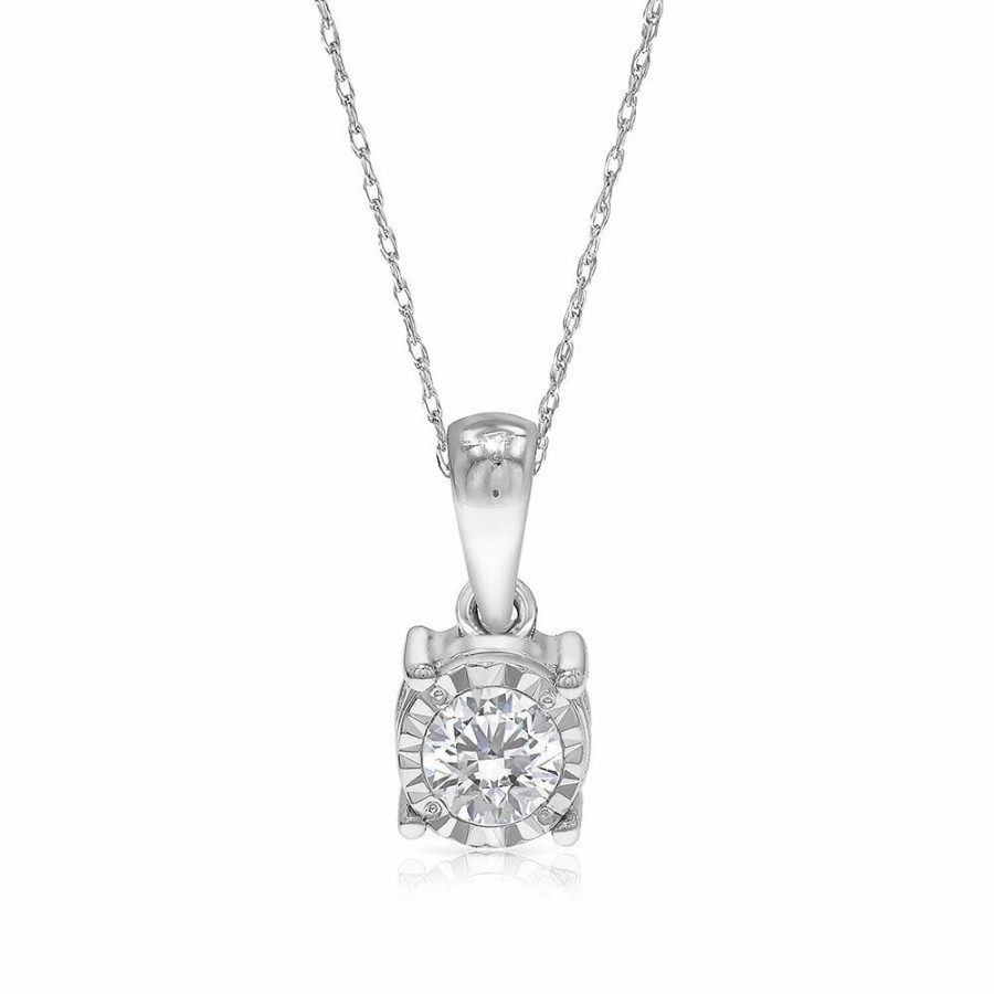 Pendants * | Special Offer 1/2 Ct. Tw. Diamond Illusion Pendant In 10K White Gold