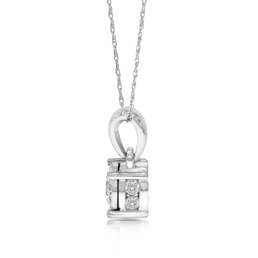 Pendants * | Special Offer 1/2 Ct. Tw. Diamond Illusion Pendant In 10K White Gold