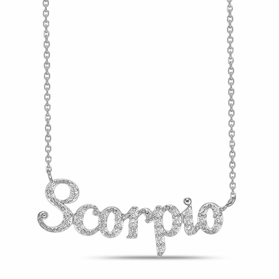 Necklace * | On Sale Scorpio Lab Created White Sapphire Necklace In Sterling Silver