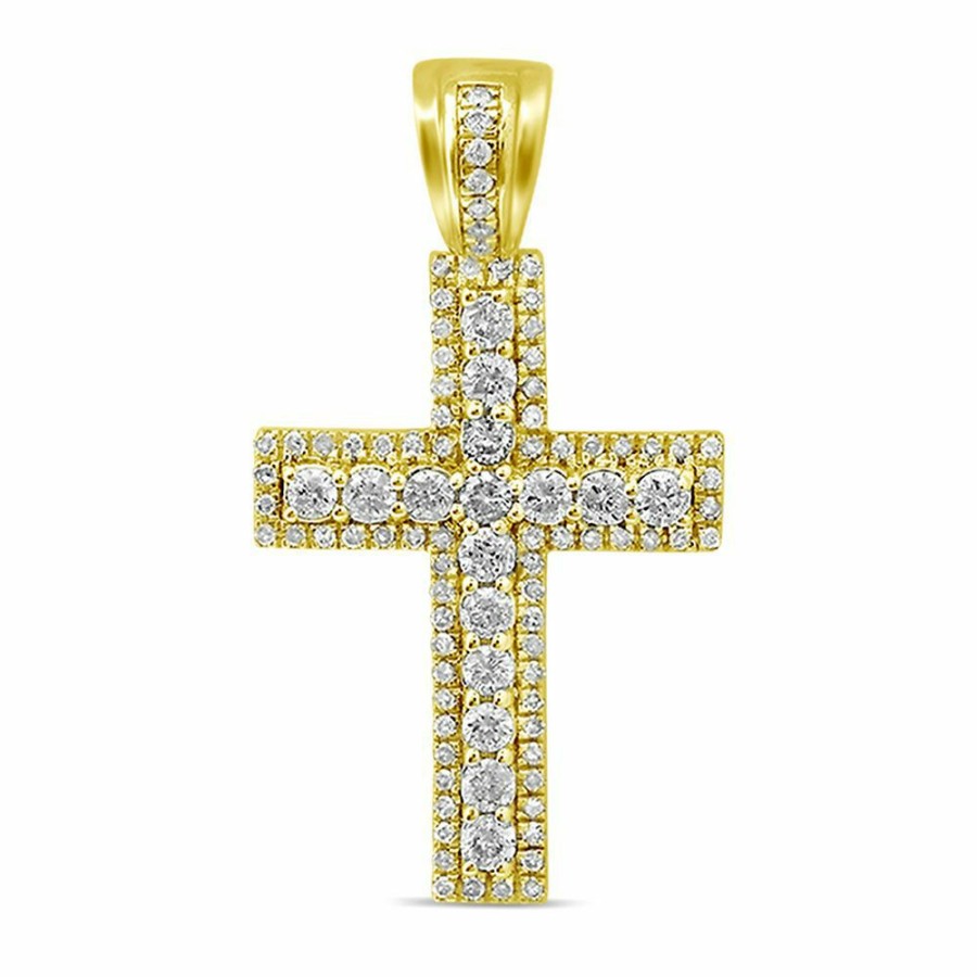 Bracelets * | Special Price 3/4 Ct. Tw. Diamond Cross Pendant In 10K Yellow Gold