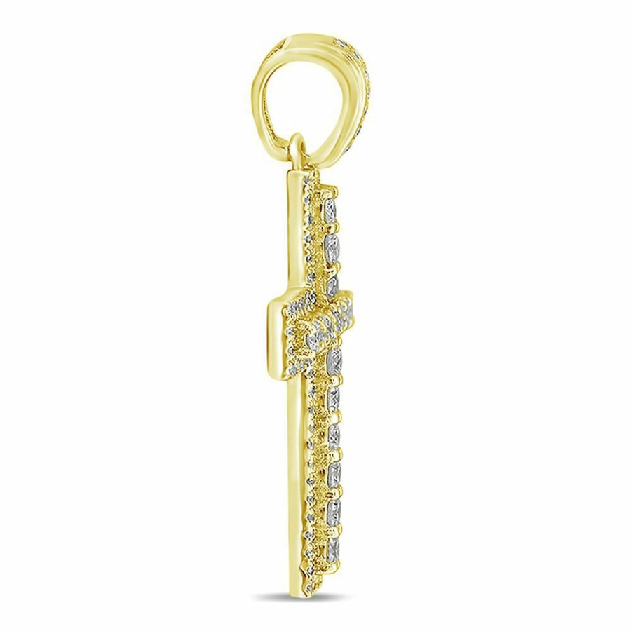 Bracelets * | Special Price 3/4 Ct. Tw. Diamond Cross Pendant In 10K Yellow Gold