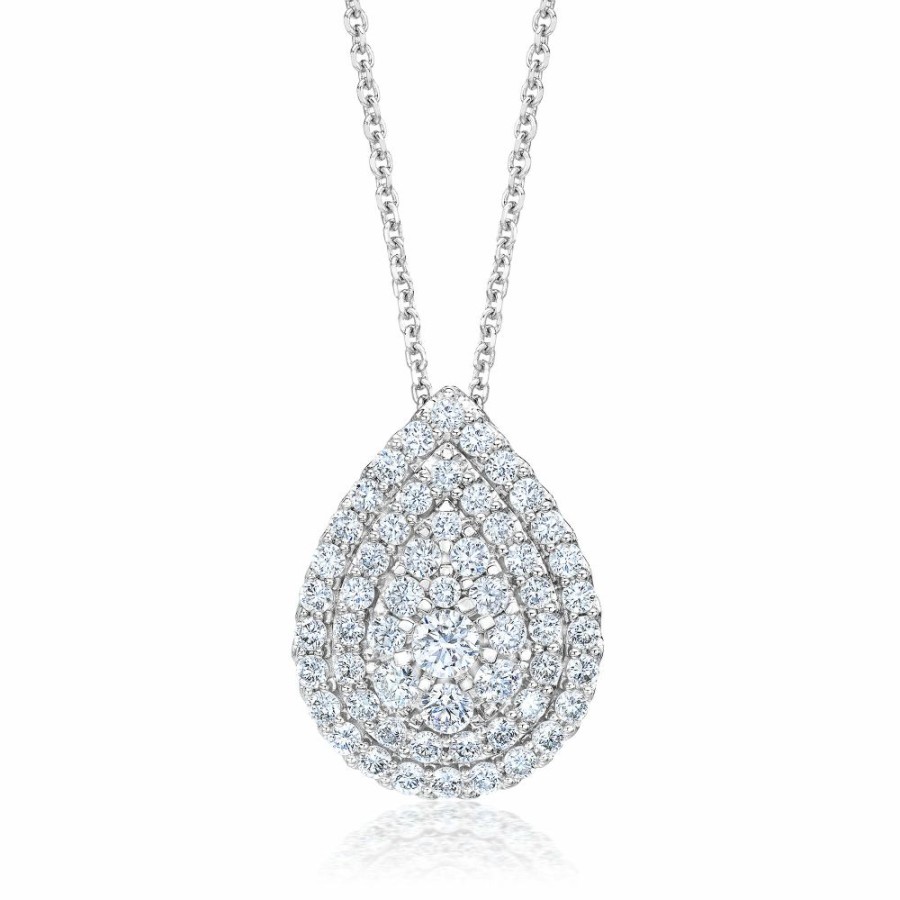 Pendants * | Special Price Lab Grown Diamond Pear-Shaped Cluster Pendant In 14K White Gold (1 Ct. Tw.)