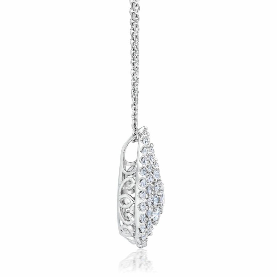 Pendants * | Special Price Lab Grown Diamond Pear-Shaped Cluster Pendant In 14K White Gold (1 Ct. Tw.)