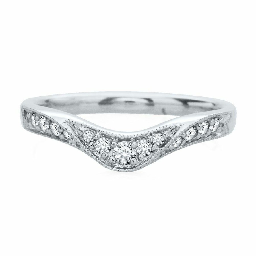 Wedding * | Special Offer 1/7 Ct. Tw. Diamond Contour Band In 14K White Gold