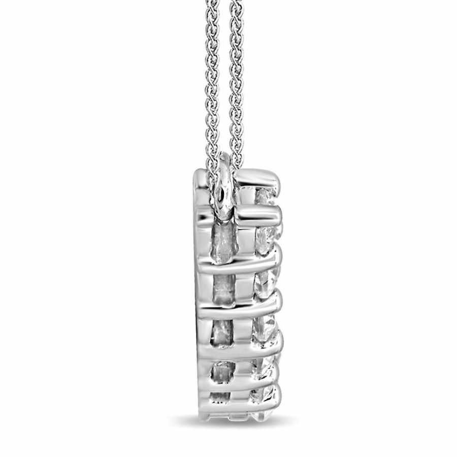 Necklace * | Special Offer 1 1/2 Ct. Tw. Diamond Curved Bar Necklace In 14K White Gold