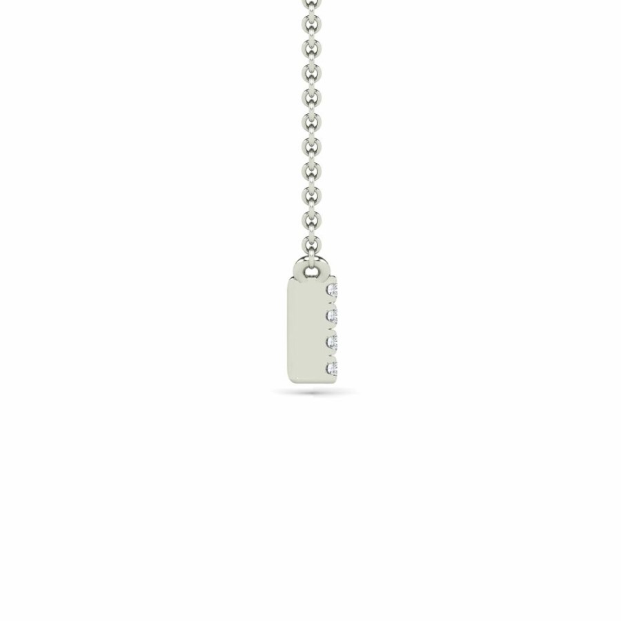 Pendants * | Limit Offer Diamond And Blue Sapphire Bar Pendant In 14K White Gold (1/7 Ct. Tw.)