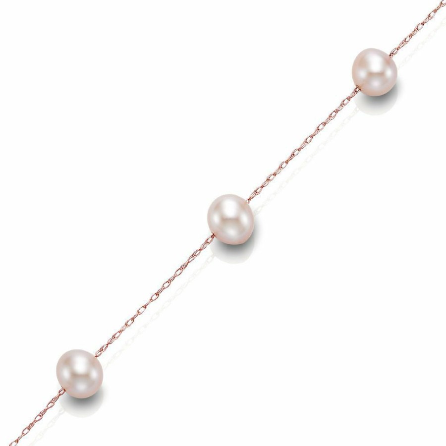 Necklace * | Clearance Pink Freshwater Cultured Pearl Tincup Necklace In 14K Rose Gold