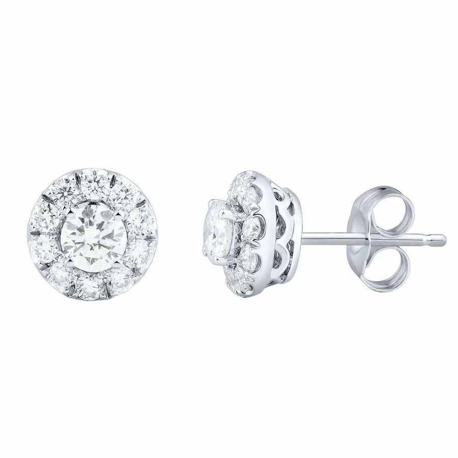 Earrings * | Prefential Price Light Heart 3/4 Ct. Tw. Lab Grown Diamond Halo Earrings In 14K White Gold