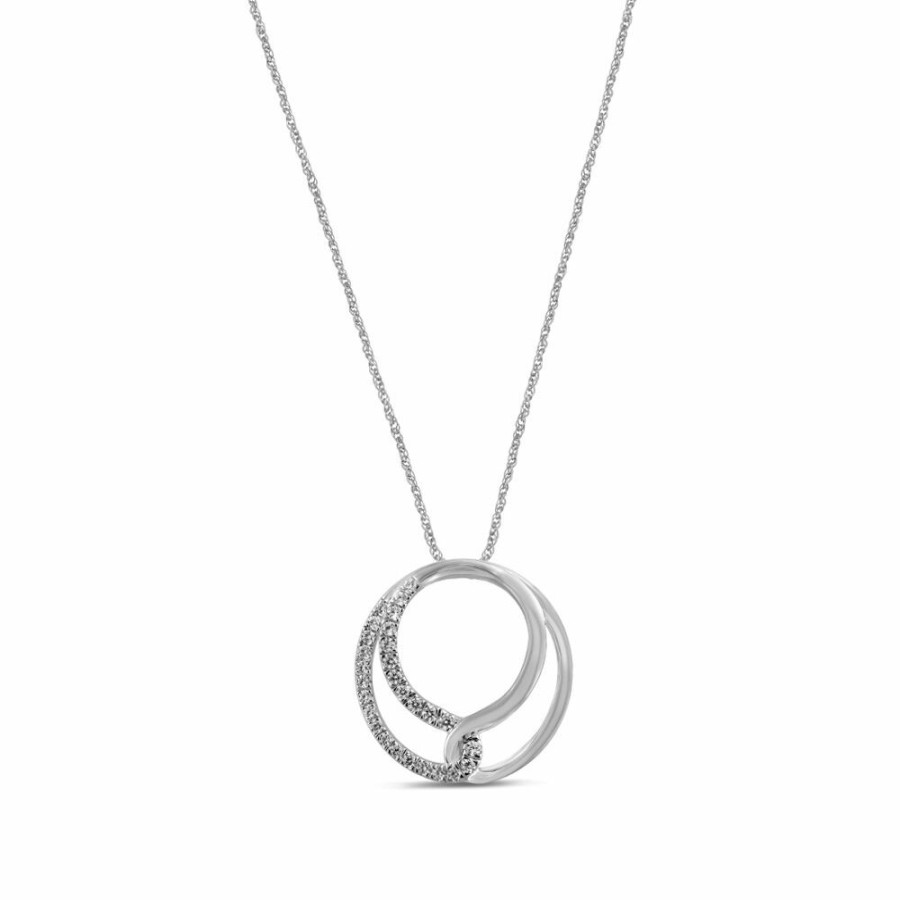 Pendants * | Clearance Lab Grown Diamond Pendant Circle In 10K White Gold (1/4 Ct. Tw.)