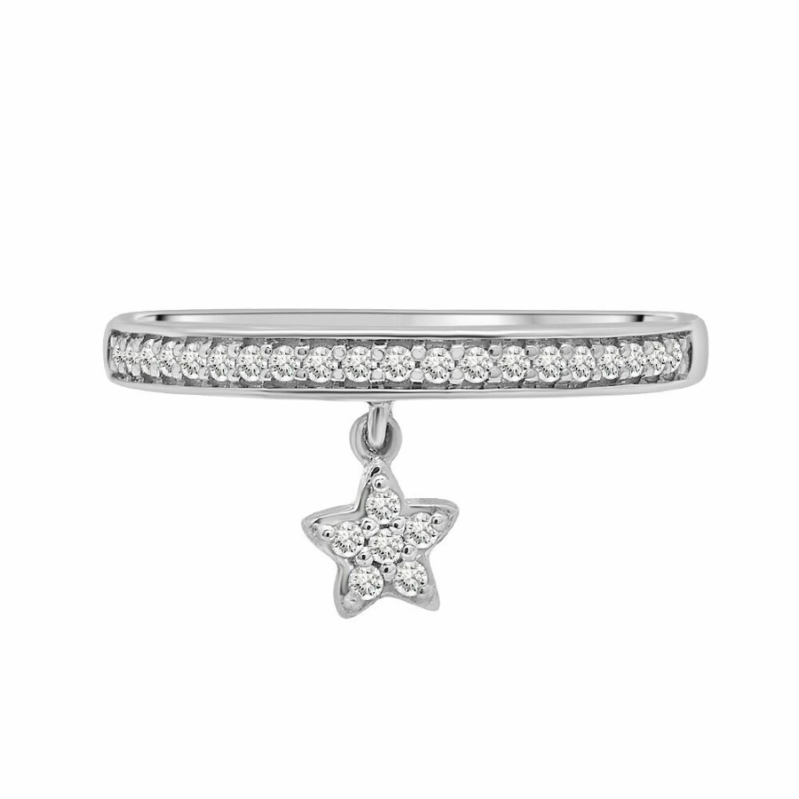 Rings * | Half Off Diamond Star Charm Ring In Sterling Silver (1/7 Ct. Tw.)