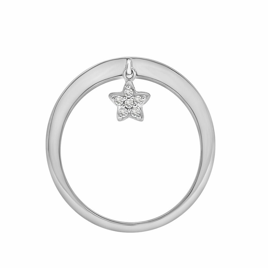 Rings * | Half Off Diamond Star Charm Ring In Sterling Silver (1/7 Ct. Tw.)